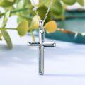 wholesale 925 Sterling Silver Blue Abalone Shell Inlay Cross Pendant Necklace for Women and Men Christian Gifts-0-2