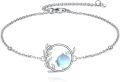 wholesale 925 Sterling Silver Moonstone Leaf Design Adjustable Bracelet for Women Gifts-0-0