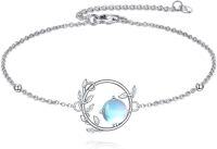 wholesale 925 Sterling Silver Moonstone Leaf Design Adjustable Bracelet for Women Gifts-Moonstone