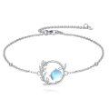 wholesale 925 Sterling Silver Moonstone Leaf Design Adjustable Bracelet for Women Gifts-0-0