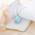 wholesale 925 Sterling Silver Larimar Teardrop Pendant Necklace With Ocean Wave Design-0-1