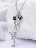 wholesale 925 Sterling Silver Gymnastics Pendant Necklace - 3D Figure Design with Ribbons and Balls Charm for Women's Dance Gifts in Box-0-4