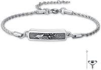 wholesale 925 Sterling Silver Stone Urn Bracelet with Vintage Filigree Design and Funnel Set - Keepsake Jewelry for Ashes (Length: Adjustable)-Bell Flower