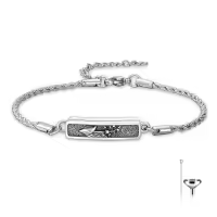 wholesale 925 Sterling Silver Stone Urn Bracelet Wholesale with Vintage Filigree Design and Funnel Set - Keepsake Jewelry for Ashes (Length: Adjustable)-Bell Flower