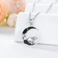 wholesale 925 Sterling Silver Crescent Moon Bear Pendant Necklace for Women Girls Gifts 48cm Chain Length-0-4