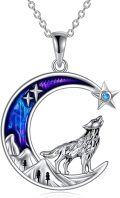 wholesale 925 Sterling Silver Wolf Moon Star Pendant Necklace for Women Gifts-0-0