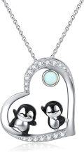 wholesale 925 Sterling Silver Heart-Shaped Penguin Pendant Necklace for Women's Gifts-0-0