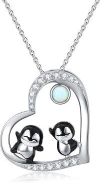 wholesale 925 Sterling Silver Heart-Shaped Penguin Pendant Necklace for Women's Gifts-Penguin Necklace