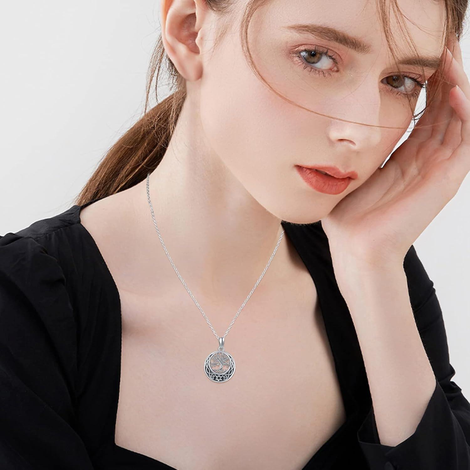 wholesale 925 Sterling Silver Tree of Life Celtic Knot Urn Pendant Necklace with Chain and Funnel Set for Ashes s for Men & Women-0-4