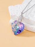 wholesale TOUPOP Rose/lotus/sunflower Flower Cremation Urn Necklace For Ashes 925 Sterling Silver Heart Crystal Memorial Jewelry For Women -0-1