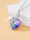 TOUPOP 925 Sterling Silver Rose Crystal Flower Cremation Urn Necklace-0-1