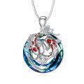 wholesale 925 Sterling Silver Koi Fish Blue Crystal Pendant Necklace s for Women-0-0