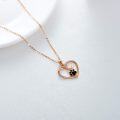 wholesale 14K Gold Black Enamel Dog Cat Paw Print Heart Pendant Necklace 17 Chain-0-5