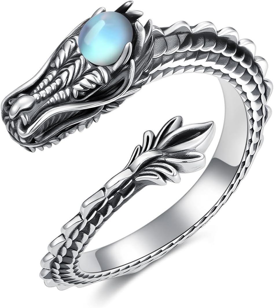 Sterling Silver Cute Dragon Cat Snake Adjustable Animal Jewelry for Women-0-1