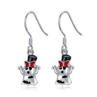 wholesale 925 Sterling Silver Ghost Earrings Wholesale With Top Hat And Bow-Ghost