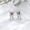 wholesale 925 Sterling Silver Pink Enamel Cartoon Koala Stud Earrings for Girls and Women-0-3