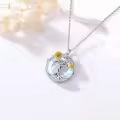 TOUPOP Sterling Silver Crystal Sunflower Tree Of Life Pendant Necklace-0-2