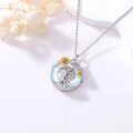TOUPOP Sterling Silver Crystal Sunflower Tree Of Life Pendant Necklace-0-2