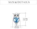 wholesale Silver Owl Heart-Shaped Blue Crystal Stud Dangle Earrings - 925 Sterling Silver  for Her-0-2