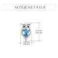 wholesale Silver Owl Heart-Shaped Blue Crystal Stud Dangle Earrings - 925 Sterling Silver  for Her-0-2