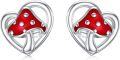 wholesale 925 Sterling Silver Mushroom Heart Stud Earrings for Women Gift Ideas-0-0