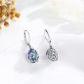 wholesale 925 Sterling Silver Blue Moonstone Floral Drop Leverback Earrings-0-2