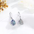 wholesale 925 Sterling Silver Blue Moonstone Floral Drop Leverback Earrings-0-2