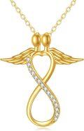 wholesale 10K Gold Angel Wing Infinity Love Heart Pendant Necklace for Women Gifts-0-0