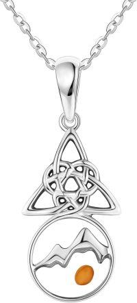 wholesale 925 Sterling Silver Amber Mountain Pendant Necklace for Women - Christmas Gifts-Mustard Seed