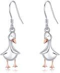 wholesale 925 Sterling Silver Duck Drop Earrings for Women Girls Minimalist  4cm Long-0-0