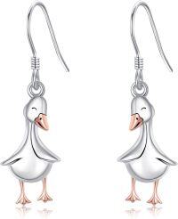wholesale 925 Sterling Silver Duck Drop Earrings for Women Girls Minimalist  4cm Long-Duck