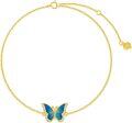 wholesale 14K Gold Chain with Blue Enamel Butterfly Charm Bracelet for Women - Animal Lovers' -0-5