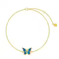 wholesale 14K Gold Blue Enamel Butterfly Charm Bracelet Wholesale for Women - Animal Lovers'-0-0