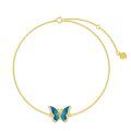 wholesale 14K Gold Chain with Blue Enamel Butterfly Charm Bracelet for Women - Animal Lovers' -0-5