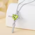 TOUPOP Sterling Silver Peridot Cross Pendant Necklace For Women-0-4