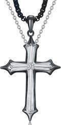 wholesale 925 Sterling Silver Black and White Cross Pendant Necklaces for Couples or Families-0-0