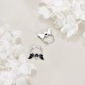 wholesale 925 Sterling Silver Bat Shape Black Enamel Hoop Earrings for Women Animal Lovers -0-3