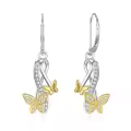 TOUPOP Silver Butterfly Earrings with Stones-0-0