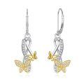 TOUPOP Silver Butterfly Earrings with Stones-0-0