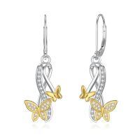 TOUPOP Silver Butterfly Earrings with Stones-undefined