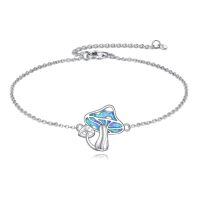 wholesale 925 Sterling Silver Blue Opal Mushroom Charm Bracelet For Women-Mushroom