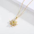 wholesale Sterling Silver Gold Plated Opal Moonstone Birthstone Starburst Necklace for Women-0-3
