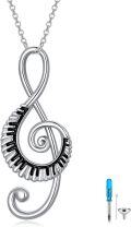 wholesale 925 Sterling Silver Treble Clef Musical Note Keepsake Memorial Urn Necklace with Funnel and Fill Tool Set - 3D Engraved Charm Pendant for Ashes or Hair Memorials-0-0