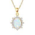 wholesale 14k Red Oval Gemstone Pendant Necklace With Lab Diamond Halo-0-13
