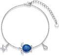 wholesale 925 Sterling Silver Blue Opal Sea Turtle Starfish Shell Charm Bracelet for Women-0-0