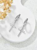 wholesale 925 Sterling Silver Dangle Earrings For Men Black Onyx/cross/star Hoop Dangling Earrings Punk Hip Pop Jewelry Gift For Christmas Birthday -0-2