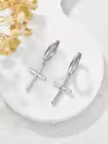 TOUPOP Sterling Silver Black Onyx Dangle Earrings For Men Cross Star Hoop Punk Gift-0-2