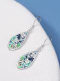 wholesale 925 Sterling Silver Abalone Shell Teardrop Floral Drop Earrings with Detailed Filigree Design and Hook Closure-0-4