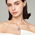 wholesale 925 Sterling Silver Girl Hugging Cat Rose Gold Rainbow Crystal Pendant Necklace-0-1