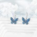 wholesale 925 Sterling Silver Blue Enamel Butterfly Drop Earrings for Women Girls s-0-1